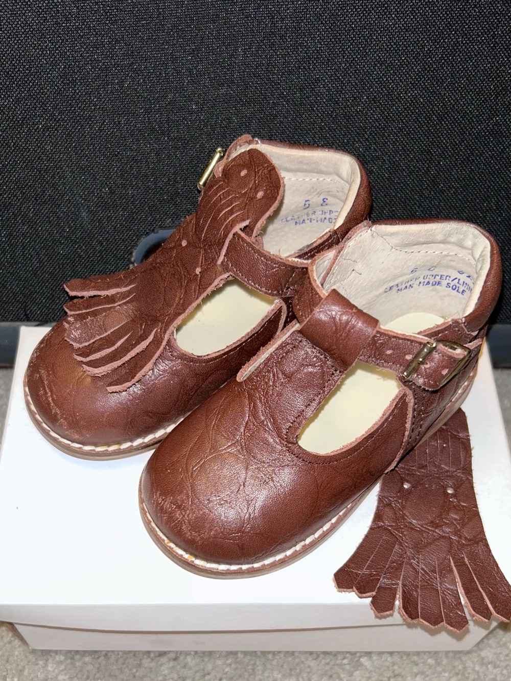Classic Brown Leather Kids Mary Jane Shoes